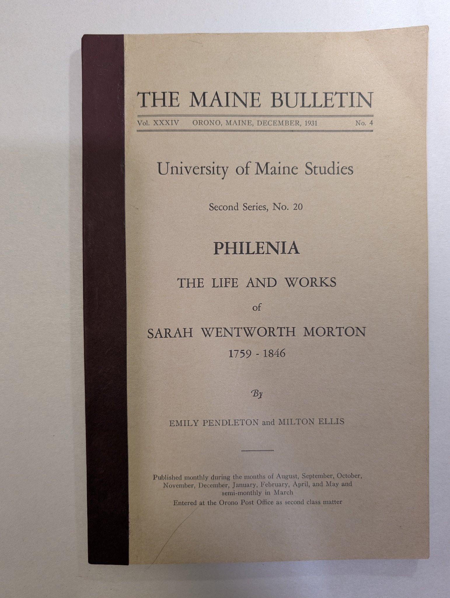 Philenia pamphlet after repair