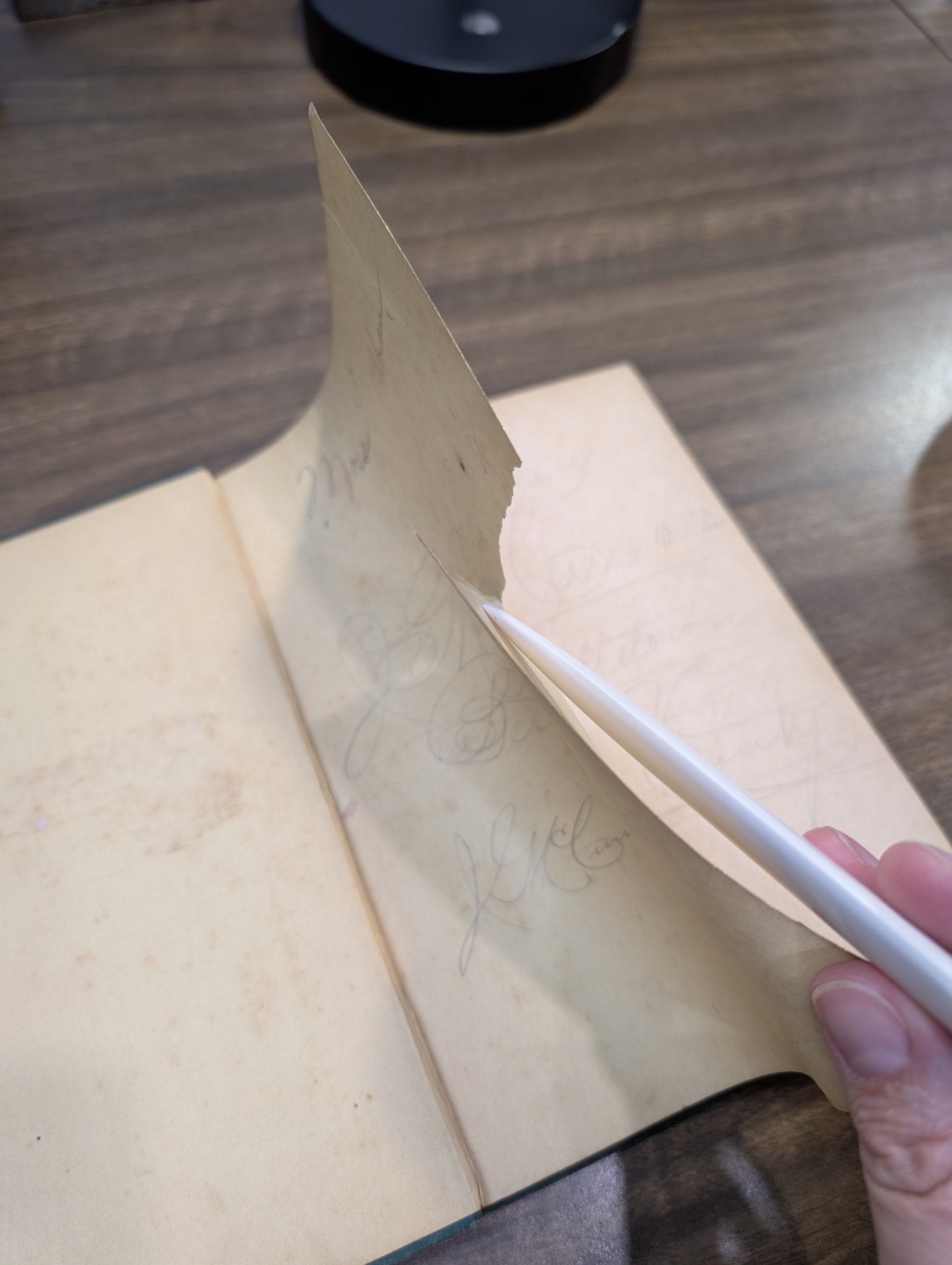 Torn page before mending